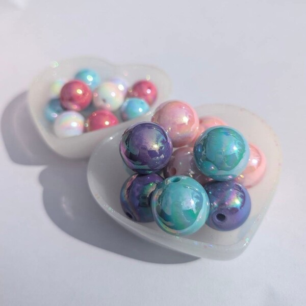 Rakuten - オーロラ加工 16mm 20mm ビーズ 大玉 キーホルダー ネックレス パーツ キッズアクセサリー アクセサリー ハンドメイド DIY 資材 デコパーティ