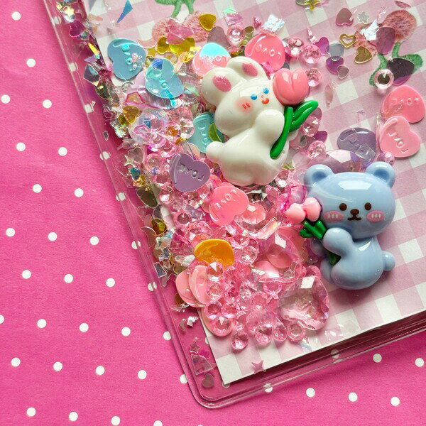 お花 うさぎ くま チューリップ セット デコパーツ キーホルダー デコ電 ハンドメイド キッズアクセサリー DIY デコパーティ