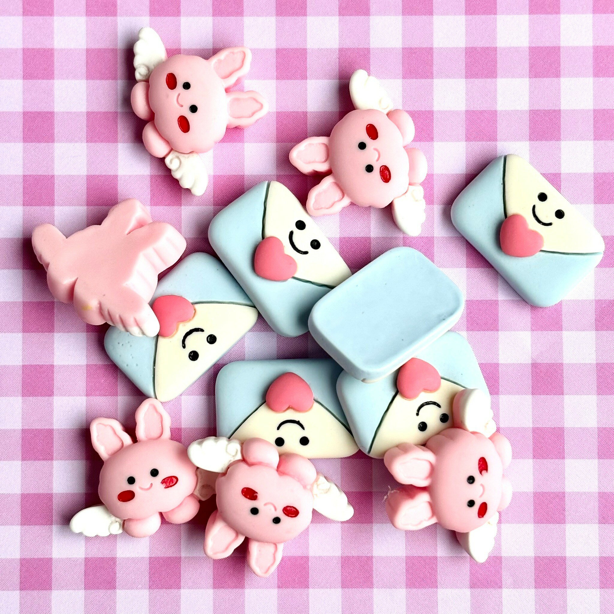 レター ウサギ ラブレター ハート 天使 エンジェル デコパーツ キーホルダー デコ電 ハンドメイド キッズアクセサリー デコパーティ