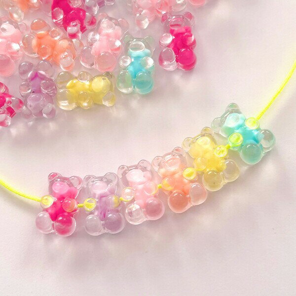 グミベア ビーズ 横穴 クリア キーホルダー ネックレス パーツ キッズアクセサリー アクセサリー ハンドメイド DIY 資材 デコパーティ