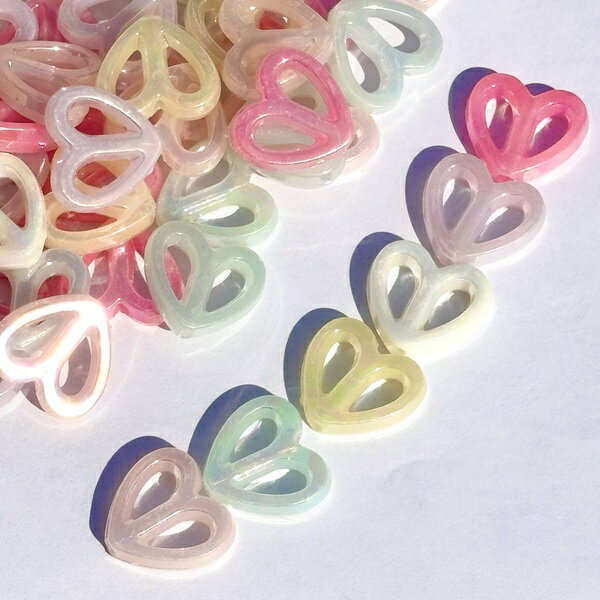 ハート ビーズ ミルキーカラー 縦穴 ブレスレット ネックレス パーツ キッズアクセサリー アクセサリー ハンドメイド DIY 資材 デコパーティ 2135