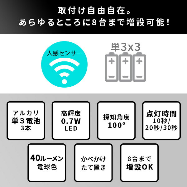 ＼開始4h限定★全品対象クーポン配布／ ワイヤレスセンサーライト2個入り どこでも ...