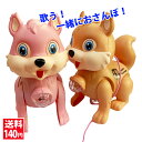 音楽と光で楽しい!おさんぽリスちゃん りす トコトコ アニマル 電動おもちゃ 電池で動く ピンク&ブラウン 誕生日 プレゼント 送料140円 光って歌っておさん...
