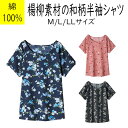 日本製 綿100% 空羽楊柳 和柄 涼感 Tシャツ カットソー M/L/LLサイズ 部屋着 ルームウエア 在庫処分セール 夏