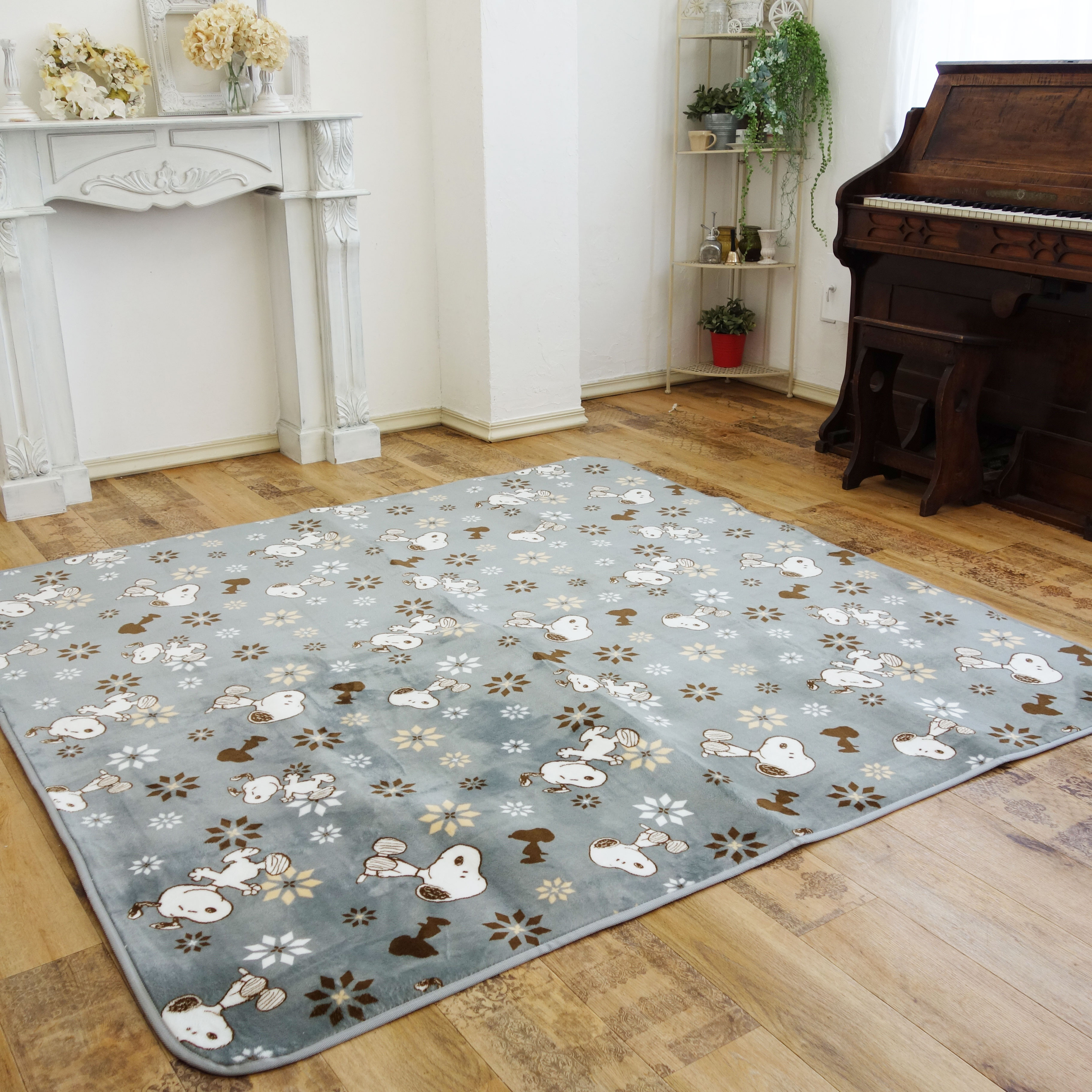 スヌーピー ラグ こたつ敷布団 グレー 長方形 3帖用 190×240cm 柔らかく暖かい セ...