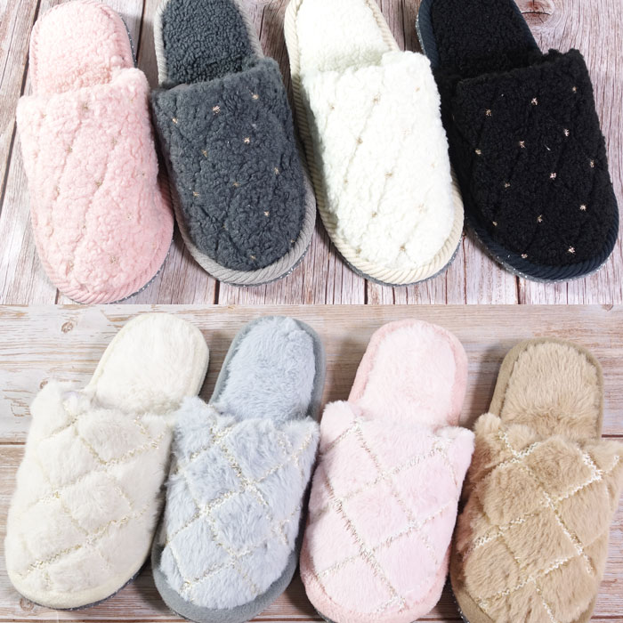 Rakuten - ボア/ラビットファー調 スリッパ 暖かい 室内 かわいい レディス 婦人 レディース