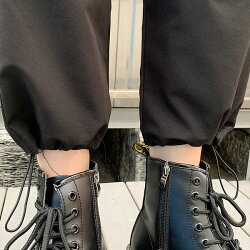 【3日以内に発送】ハードでメンズ感たっぷりのドロストブラックカーゴパンツ原宿系ファッションレディースゆめかわいい服奇抜派手個性的ダンス衣装コスチュームヒップホップ韓国大きいサイズ190213