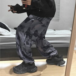 【即納あり】カーゴパンツ総柄裾ドロストストレートワイドウエストゴムボトムスダンス衣装ヒップホップコスチューム韓国ファッション大きいサイズ個性的服原宿系