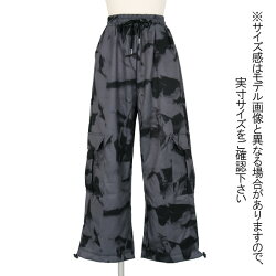 【即納あり】カーゴパンツ総柄裾ドロストストレートワイドウエストゴムボトムスダンス衣装ヒップホップコスチューム韓国ファッション大きいサイズ個性的服原宿系