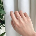 デザインリング 花 パステルストーン ピンクゴールド