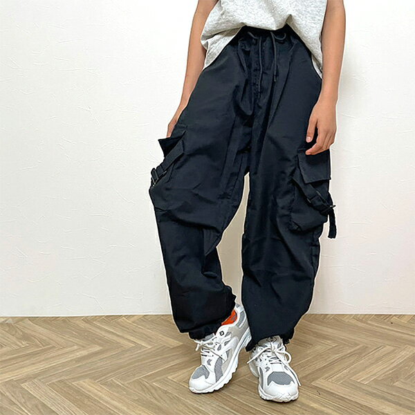 Long-Trousers, Trousers - 【送料無料】カーゴパンツ キッズ ジョガーパンツ イージーパンツ ミリタリーパンツ ストレートパンツ シャカシャカパンツ ブラック 黒
