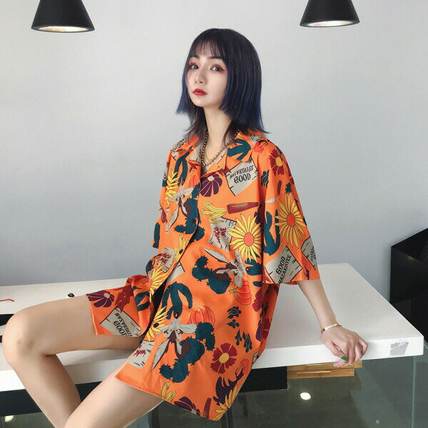 柄シャツ 夏の日差しに負けないサンフラワービッ...の紹介画像2