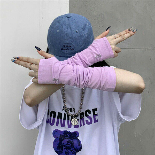 ファッション レディース トレンド カジュアル ストリート系 おしゃれ かっこいい オープンフィンガー スマホ対応 ユニセックス メンズ 白 黒 紫 小物 ニットグローブ アームウォーマー ワンポイント ロゴ 指なし 手袋 ダンス 衣装 ヒップホップ コスチューム 韓国