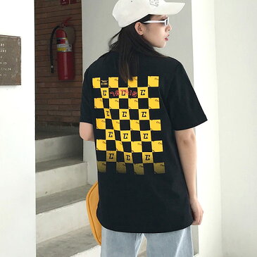 【3日以内に発送】濃淡グラデーションのブロックチェックバックプリントのビッグシルエットtシャツ 原宿系 ファッション レディース ゆめかわいい 服 奇抜 派手 個性的 ダンス 衣装 コスチューム ヒップホップ 韓国 大きいサイズ 180619