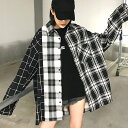 チェックシャツ 柄シャツ アシンメトリー ビッグシルエット パッチワーク モノトーン 原宿系 ファッション レディース ゆめかわいい 服 奇抜 派手 個性的 ダンス 衣装 コスチューム ヒップホップ 韓国 大きいサイズ