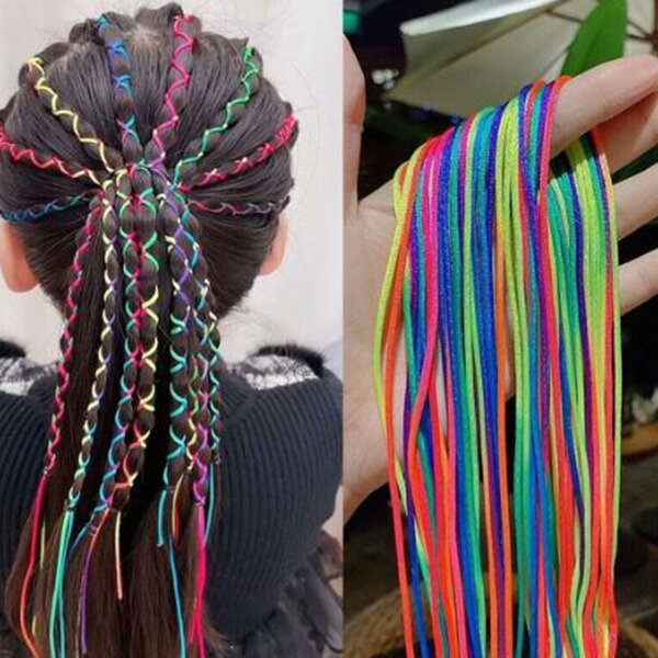 送料無料 キッズ 子ども用 ヘアロープ 編み込みロープ 10ピースセット エクステ風 ...