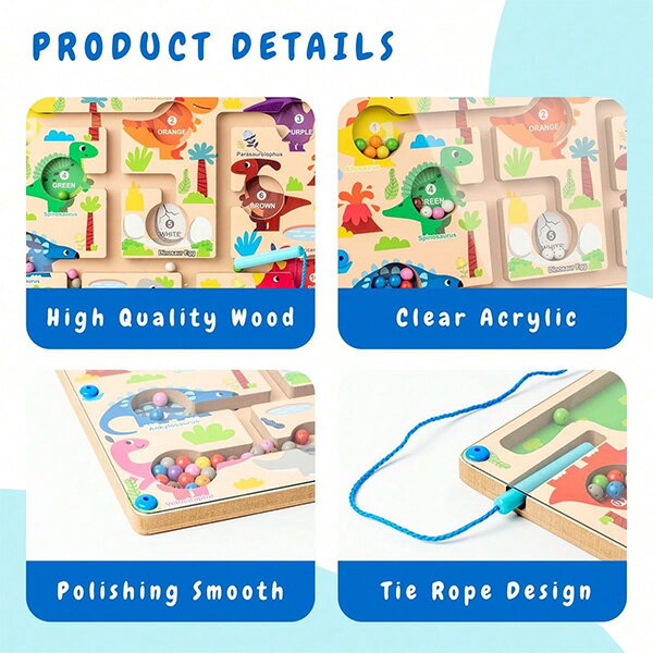 送料無料 恐竜 ボードゲーム 木製 色合わせ 数 数字 マグネット 磁石 迷路 カウント 2