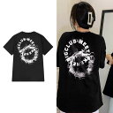 Tシャツ サークルロゴ バックプリント ビッグシルエットT 半袖T ロゴ プリント 黒 ダンス 衣装 ヒップホップ 韓国ファッション 大きいサイズ Tシャツ トップス