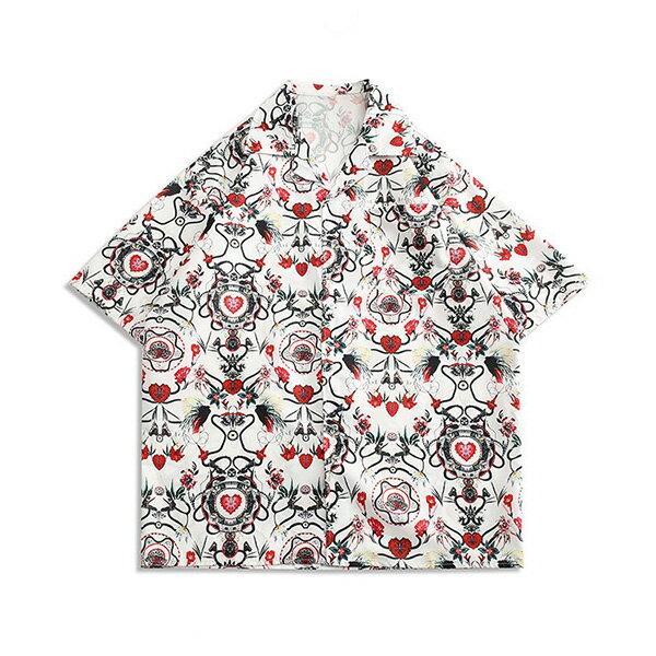 Rakuten - 柄シャツ 花柄 植物柄 ダーク ボタニカル 曼荼羅 毒 オープンカラー 半袖 半袖シャツ オーバーサイズ 衣装 コスチューム 韓国ファッション 大きいサイズ 個性的 夏服
