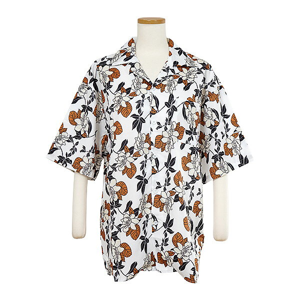 柄シャツ 花柄 フラワー ボタニカル 植物柄 ヴィンテージ 白 ホワイト オレンジ 古着ミックス アロハ オープンカラー 半袖 半袖シャツ オーバーサイズ 衣装 コスチューム 韓国ファッション 大きいサイズ 個性的 decorative-10012405 サスガヤSHOP旧ダンスDecorative サンプル画像3