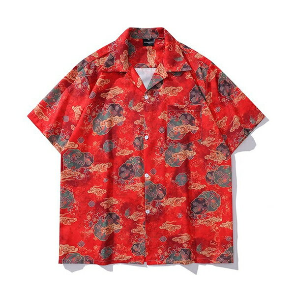 柄シャツ雲柄渦巻雲雲花花柄和柄着物...