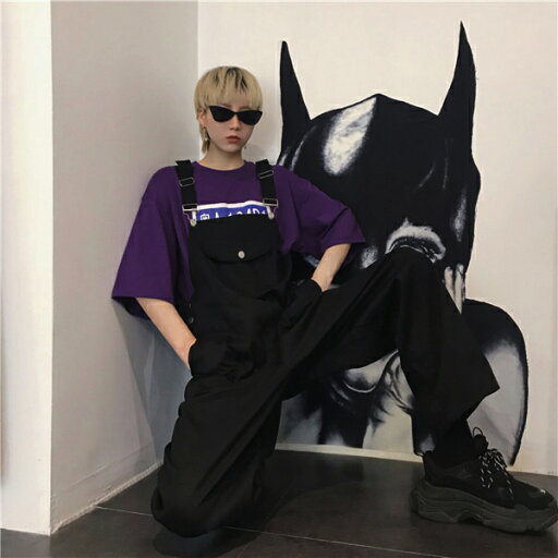 サロペット ワイドレッグ ビッグシルエット ブラック レディース ファッション 大きいサイズ ダンス 衣装 ヒップホップ 原宿系 韓国系 個性的 サロペット ワイドレッグ ビッグシルエット ブラック レディース ファッション 大きいサイズ ダンス 衣装 ヒップホップ 原宿系 韓国系 個性的