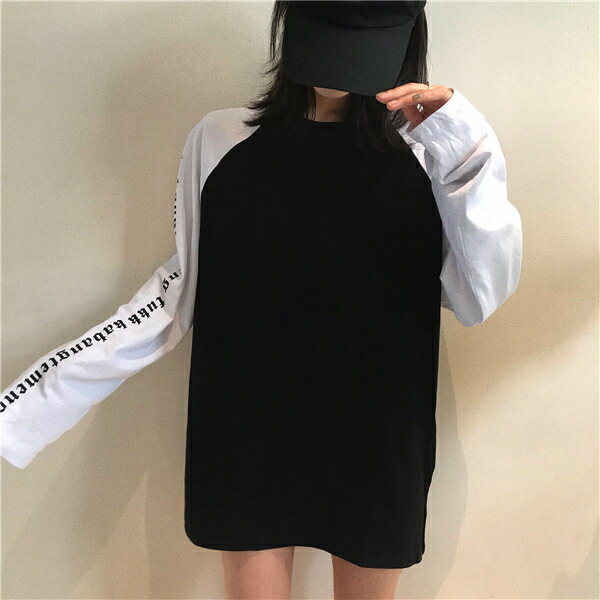 Rakuten - トップス Tシャツ 長袖 ロングスリーブ スリーブロゴ オーバーシルエット レディース ファッション 大きいサイズ ダンス 衣装 ヒップホップ 原宿系 韓国系 個性的