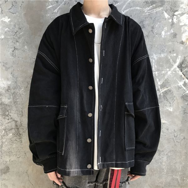 ジャケット 長袖 アウター ビッグシルエット ブラック グレー レディース ファッション 大きいサイズ ダンス 衣装 ヒップホップ 原宿系 韓国系 個性的