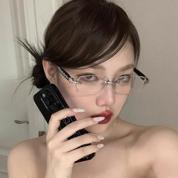 縁なしメガネ クロムハーツ風 星 スター クロス 十字架 レディース メンズ ふちな...