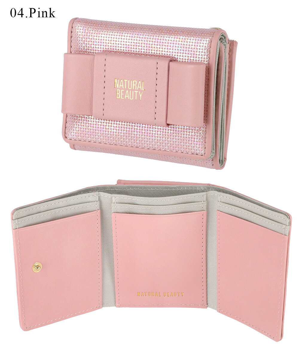 NATURAL BEAUTY 二つ折り財布 ピンク ナチュラルビューティー バッグアンドウォレット NATURAL BEAUTY BAG