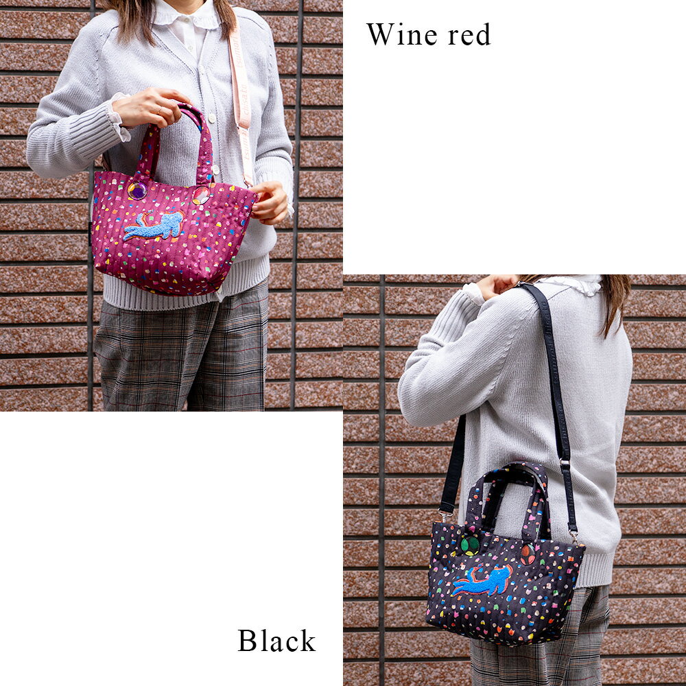 【ノベルティ付＆無料ラッピング】 ツモリチサト 2wayバッグ Lサイズ キラネコてんてん ショルダーバッグ ハンドバッグ 手提げバッグ 猫 ドット コットン キルティング レディース 日本製 tsumori chisato CARRY 50876 プレゼント ギフト 誕生日 記念日 母の日