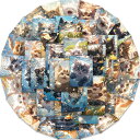 【送料無料】 かわいい 水中にゃんこ ステッカー 猫 ウォールスッテッカー 壁紙シール wallsticker 3〜6cm*50枚セット JQ4