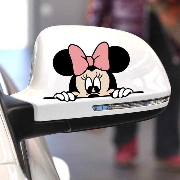 【送料無料】Mickey mouse ひょっこりミニー ディズニー 自動車 バイク用ステッカー カーステッカー こどもが乗っています baby in car 14*7cm G24