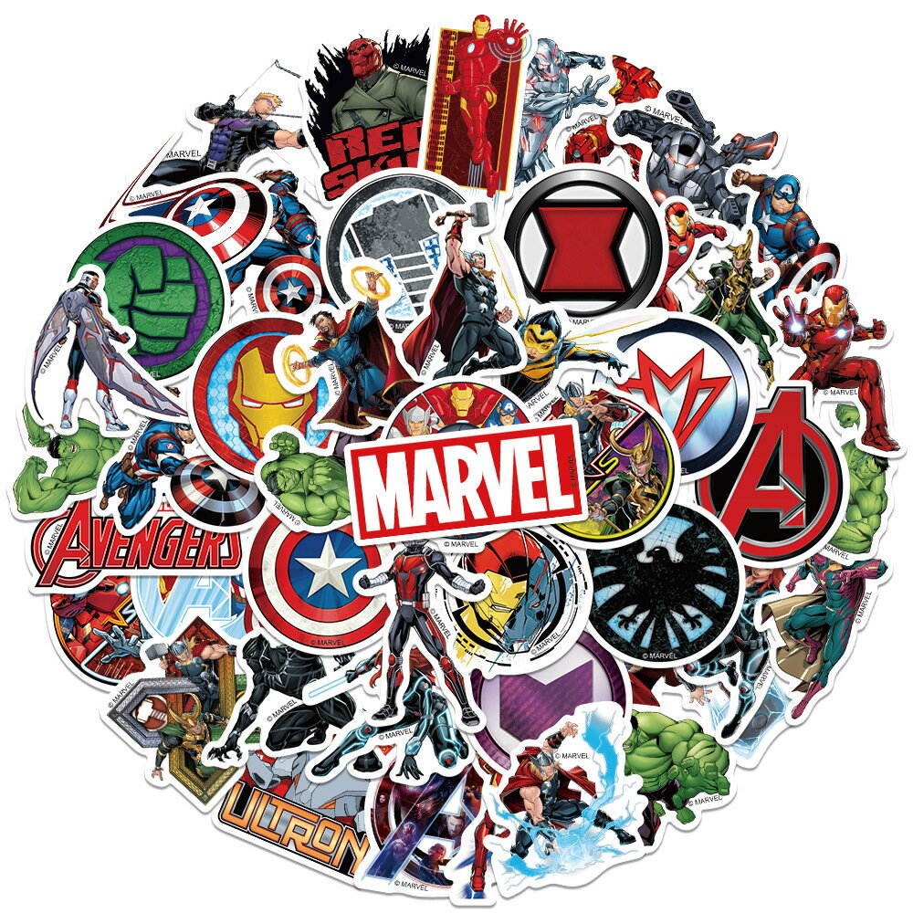 【送料無料】アベンジャーズ ステッカー Avengers マーベル ディズニー ウォールスッテッカー 壁紙シール wallsticker disney 3～6cm 50枚セット JA1