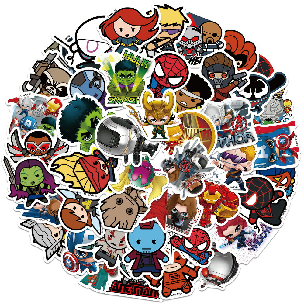 アベンジャーズ　ラバーマスコット　ステッカー　Avengers MARVEL CHARACTER MINI HEROES マーベル ディズニー ウォールスッテッカー 壁紙シール wallsticker disney 3～6cm*50枚セット　JA2