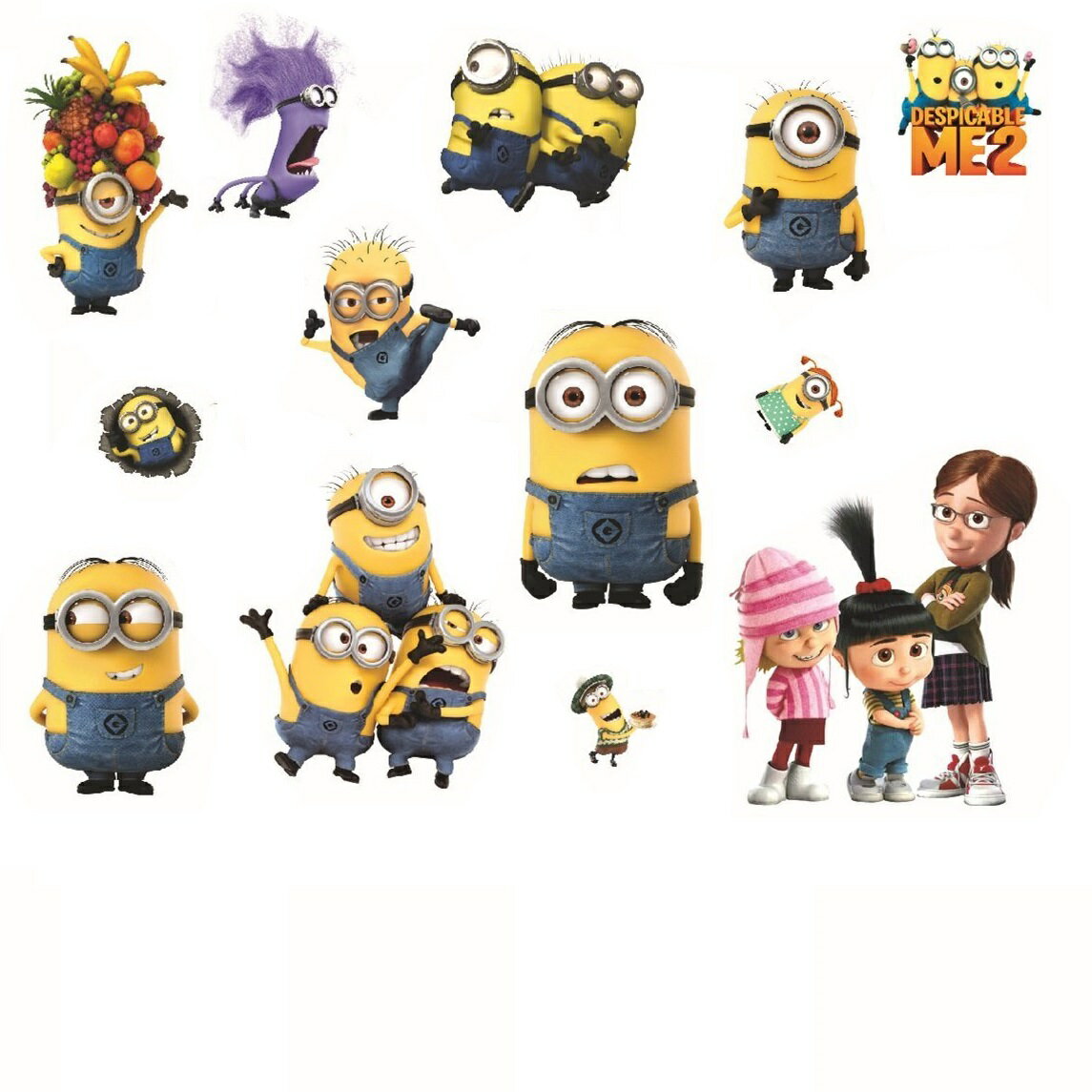 【送料無料】Minionsミニオン ティム フィル カール DESPOCABLE ME2 ウォールステッカー 25 34cm13体セット 633