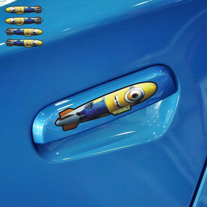 【送料無料】Minionsミニオン ドアノブ ステッカー ロケット ミニオン スチュアートSTUART 自動車 バイク用ステッカー カーステッカー こどもが乗っています baby in car 10 2cm 4枚 G84