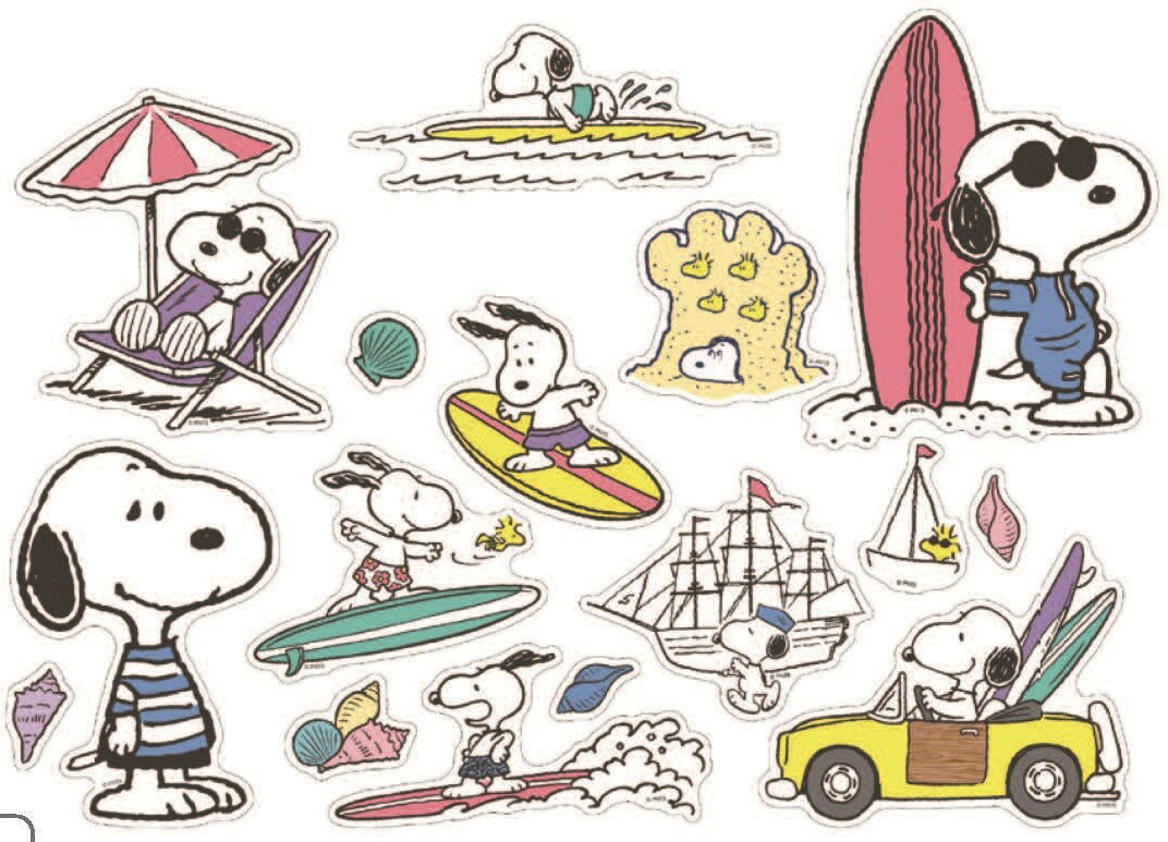 【送料無料】スヌーピー SNOOPY ピーナッツ PEANUTS サーフ 貼って剥がせる BIGフ...