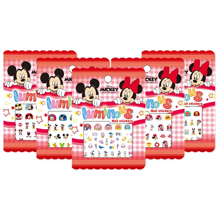 【送料無料】蓄光 夜光る ミッキー&ミニー ネイルステッカー Disney ミッキーマウス ウォルト・ディズニー ネイルシール 約11*8cm 全5種類からランダムで1種類 QNS015