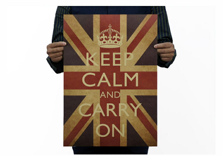 【送料無料】英国 Keep Calm and Carry On 平静を保ち 普段の生活を続けよ 国旗 クラフト アンティーク 宣言ポスター アート インテリア H51 W35.5cm P0219