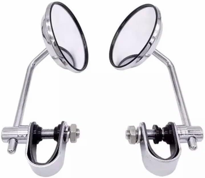 【Deepa Ribusu】 SR400 ミラー ハーレー クランプミラー バイク ラウンドミラー バイクミラー 3インチ ハンドルクランプ左右セット 左右兼用 チョッパー ボバー など 互換品