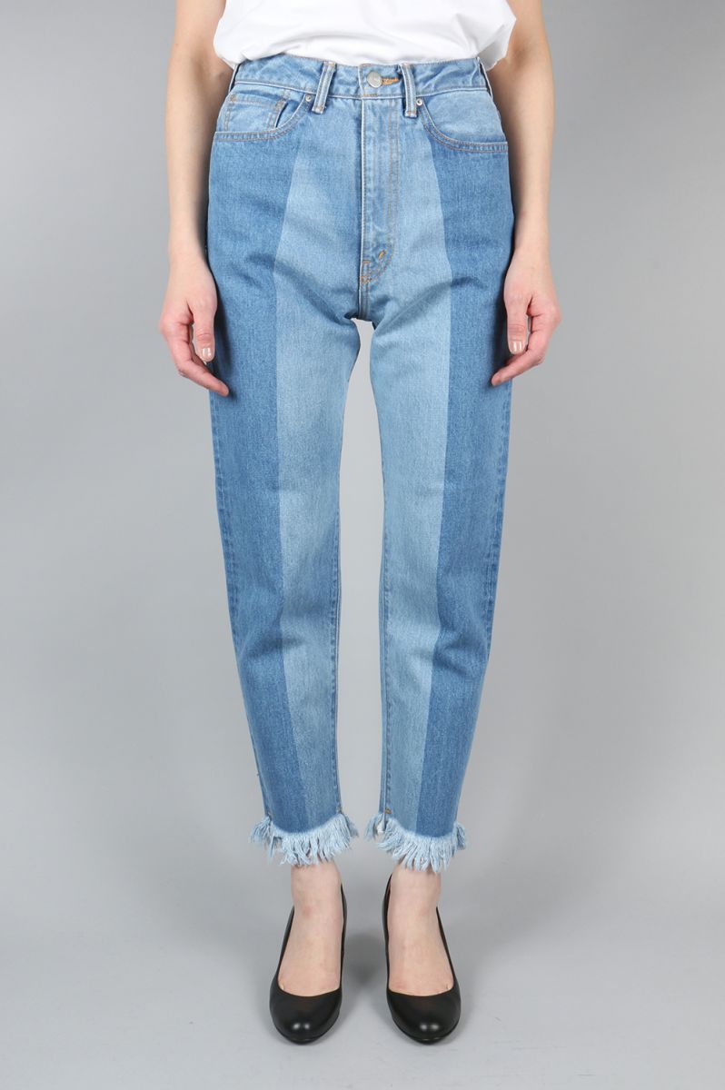 2 Tone Fringe Denim Pants Li Hua(リー・ファー)