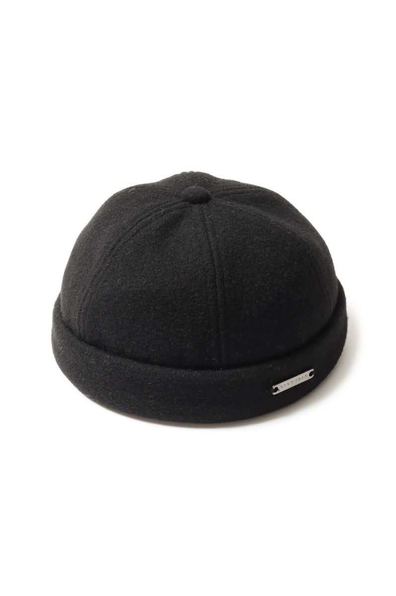 CROWN / CAP 1-011F MELTON WOOL BEANIE - BLACK (700079379) Import - Men -(インポート)