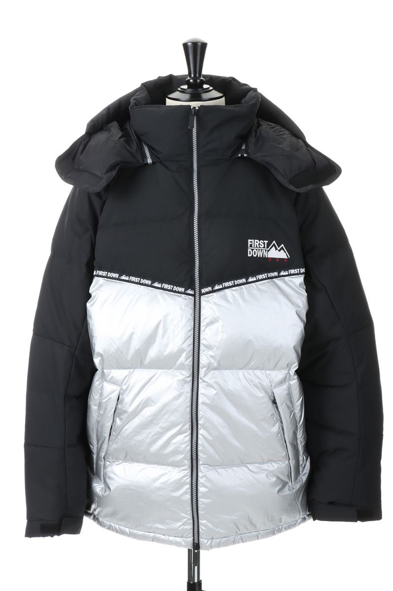 ファーストダウン メンズ ダウンジャケット マウリリップウィズテープ フーデッドダウン MAURI Rip With Tape Hooded Down シルバー