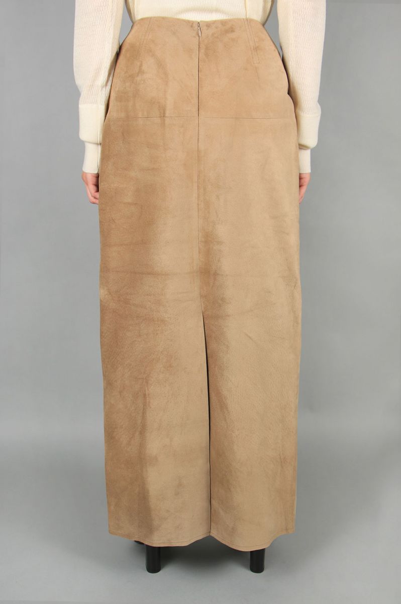 【P20倍】【40%OFF】Pig suede maxi skirt-CAMEL-(14RLEBOT-05TO) Bluebird Boulevard(ブルーバード・ブルバード)