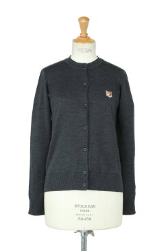 FOX HEAD PATCH ADJUSTED R- NECK CARDIGAN -ANTHRACITE MELANGE (HW00521KT1036) Maison Kitsune -Women-(メゾンキツネ)