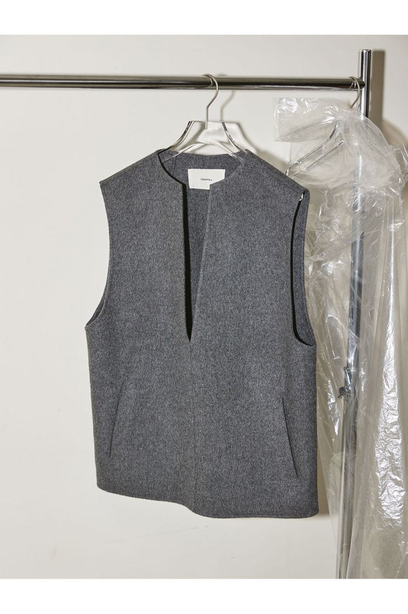【ご予約受付中】 Keyneck Wool Vest -C/GRAY(12220102) Todayful(トゥデイフル)