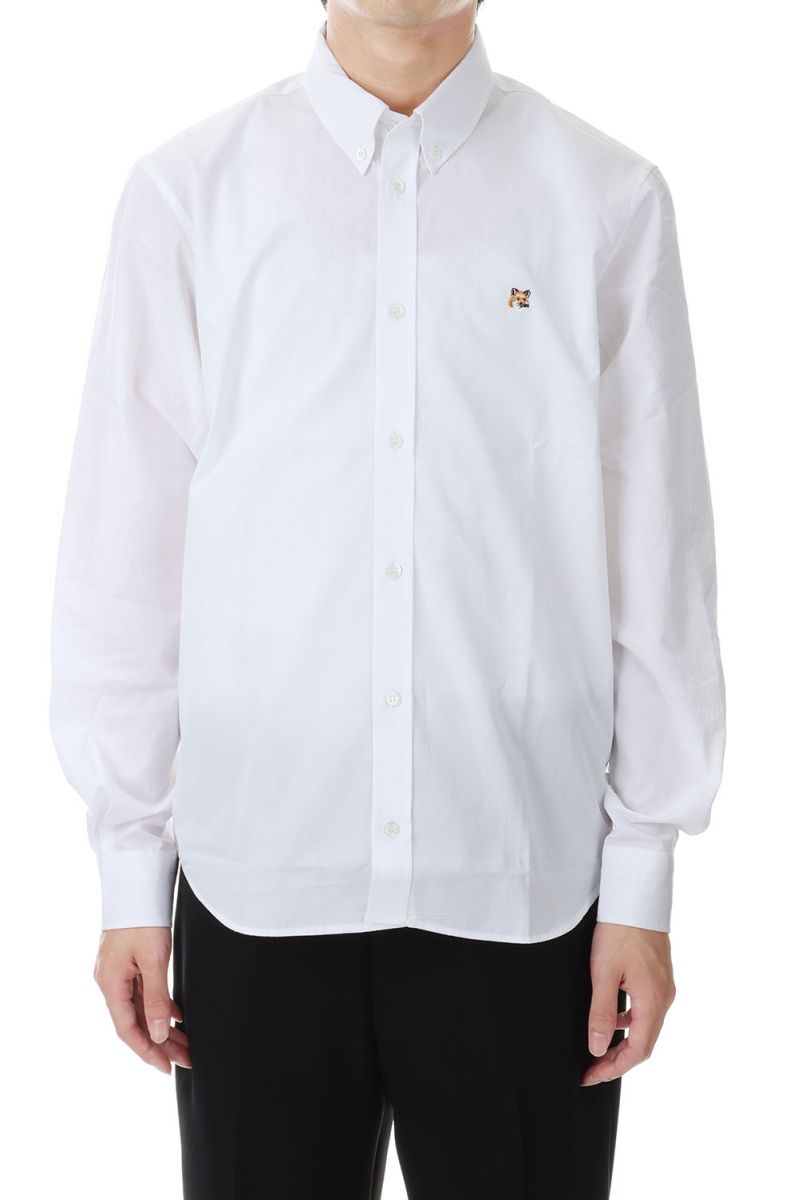 FOX HEAD EMBROIDERY CLASSIC SHIRT -WHITE(HM00435WC0025) Maison Kitsune -Men-(]Lcl)