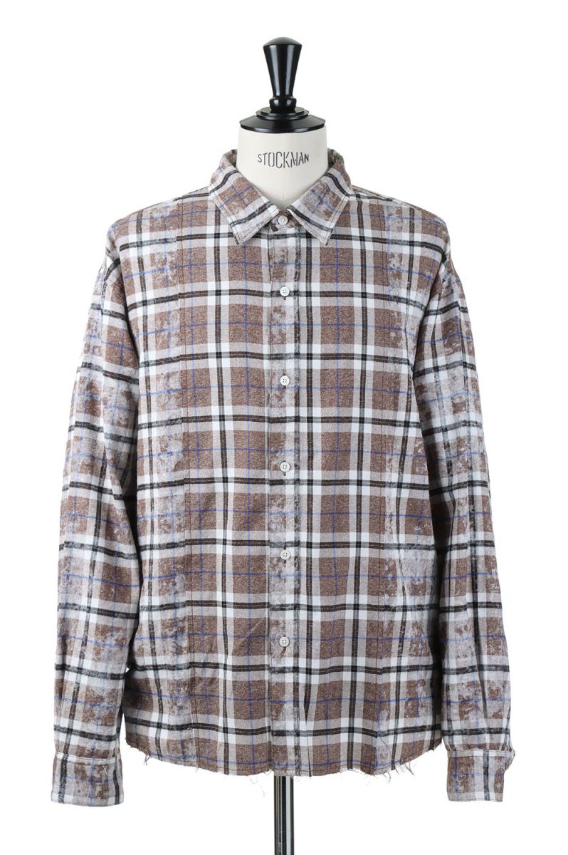 y50%OFFzSwitching Bleach Check Shirts -BROWN (LES188) LEGENDA(WF_)