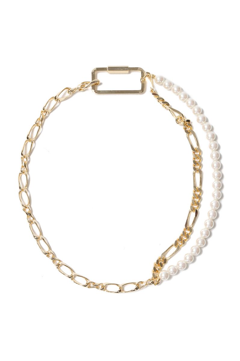 【40%OFF】Pearl x Chain Choker Necklace -GOLD x PEARL (LEA501) LEGENDA(レジェンダ)